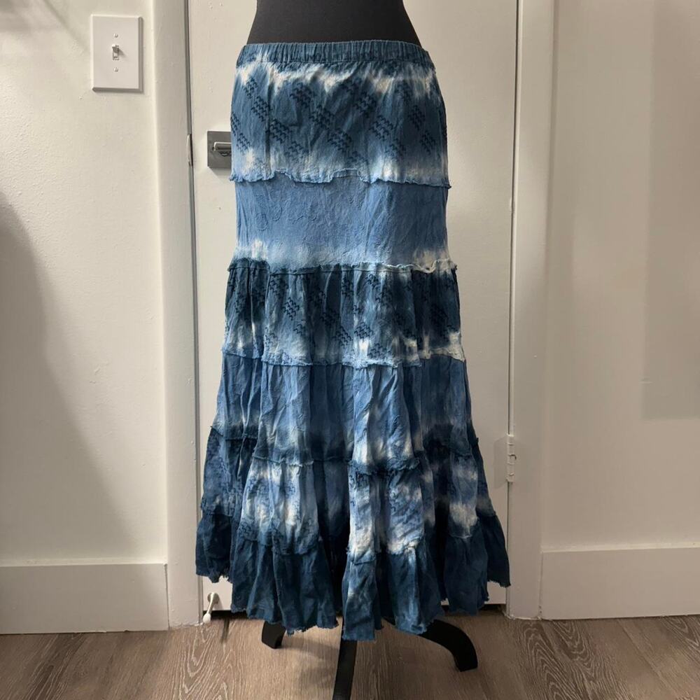 Boho blue tie dye skirt